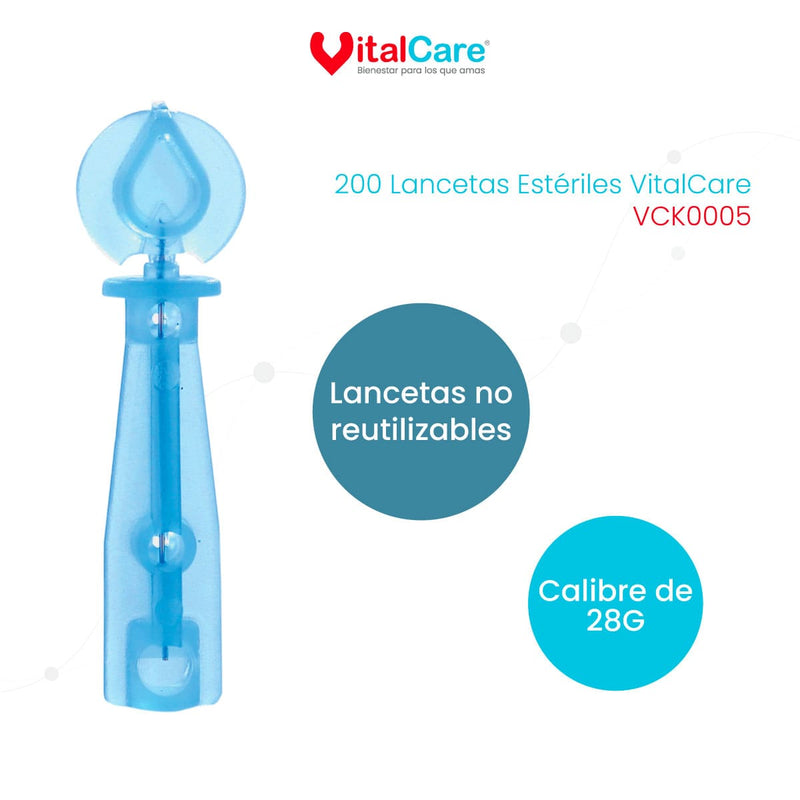 Lancetas Estériles VitalChek 200 piezas