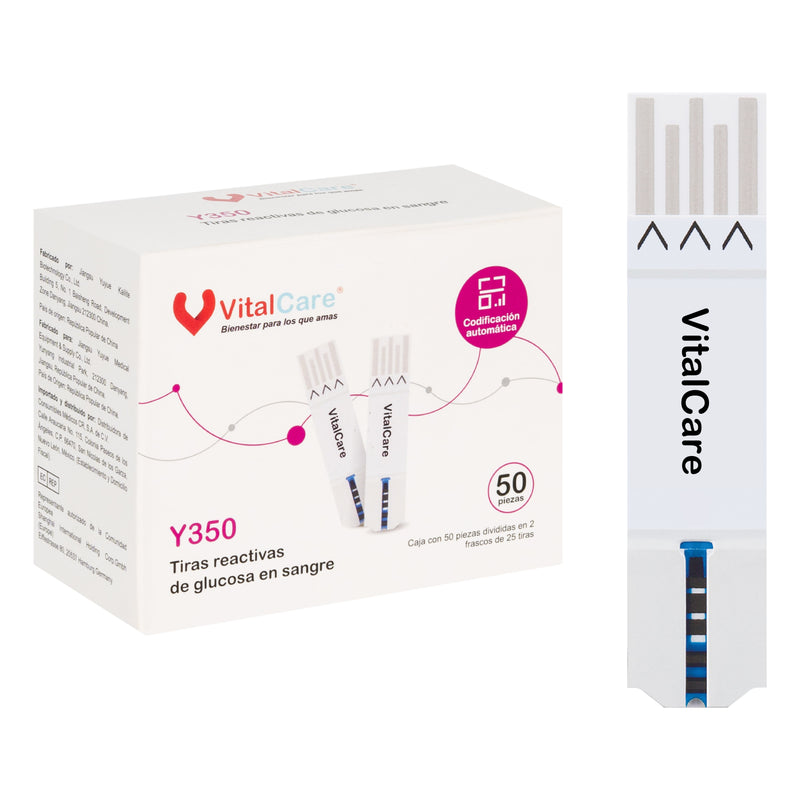 Tiras Reactivas Glucosa en Sangre VitalCare 50 Piezas