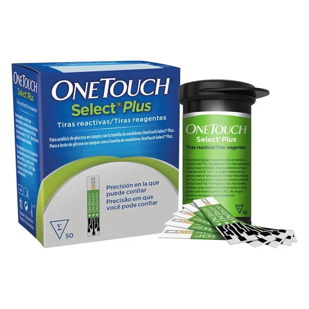 Kit Glucómetro Select Plus Flex  Puncionador Delica Plus y 50 Tiras OneTouch
