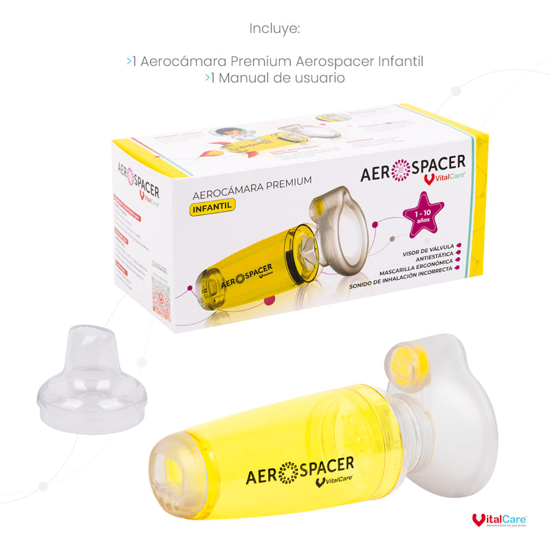 Aerocámara Premium Aerospacer con mascarilla y boquilla - Infantil