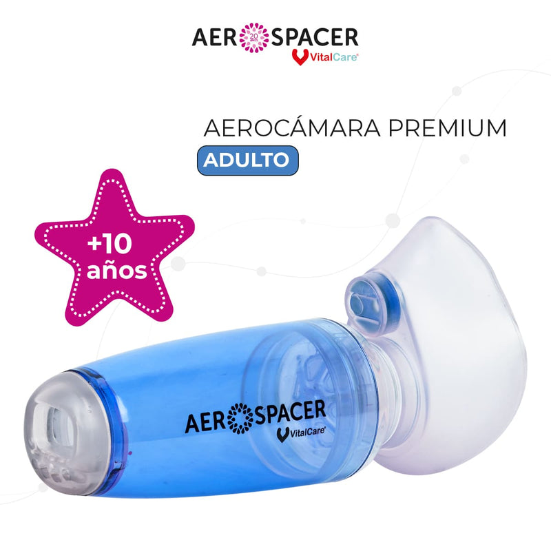 Aerocámara Premium Aerospacer con mascarilla y boquilla - Adulto