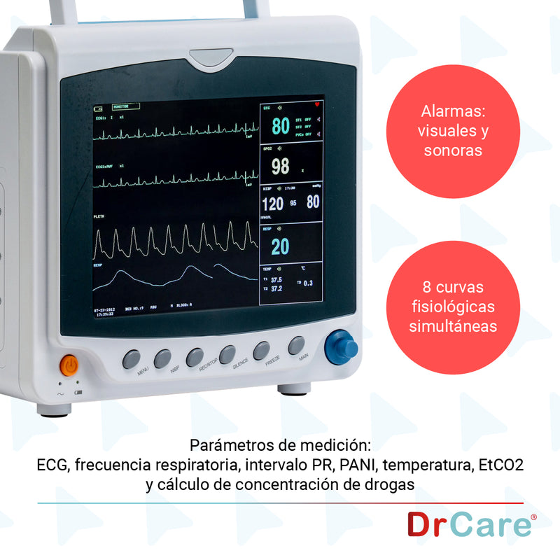 Monitor De Signos Vitales Pantalla de 8" Para Uso Veterinario