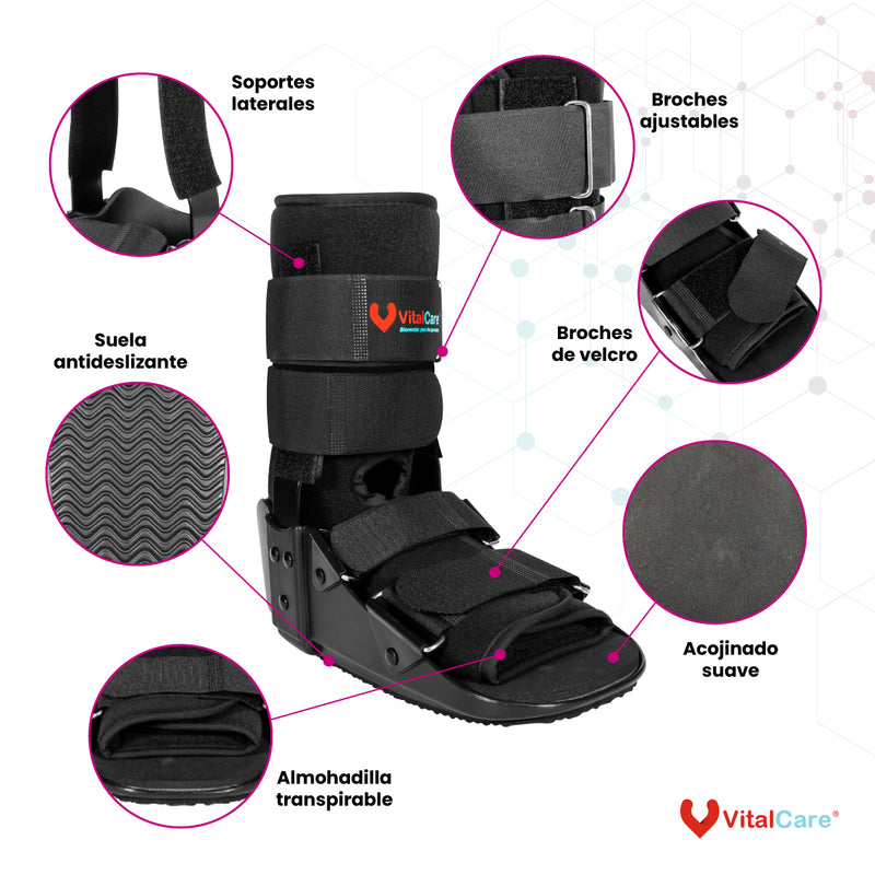 Bota Walker Corta con Suela Antideslizante y Correas Ajustables
