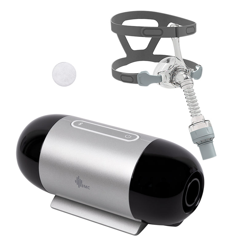 Mini CPAP Automatico Portátil BMC M1 con Mascarilla Nasal con soporte frontal N5H