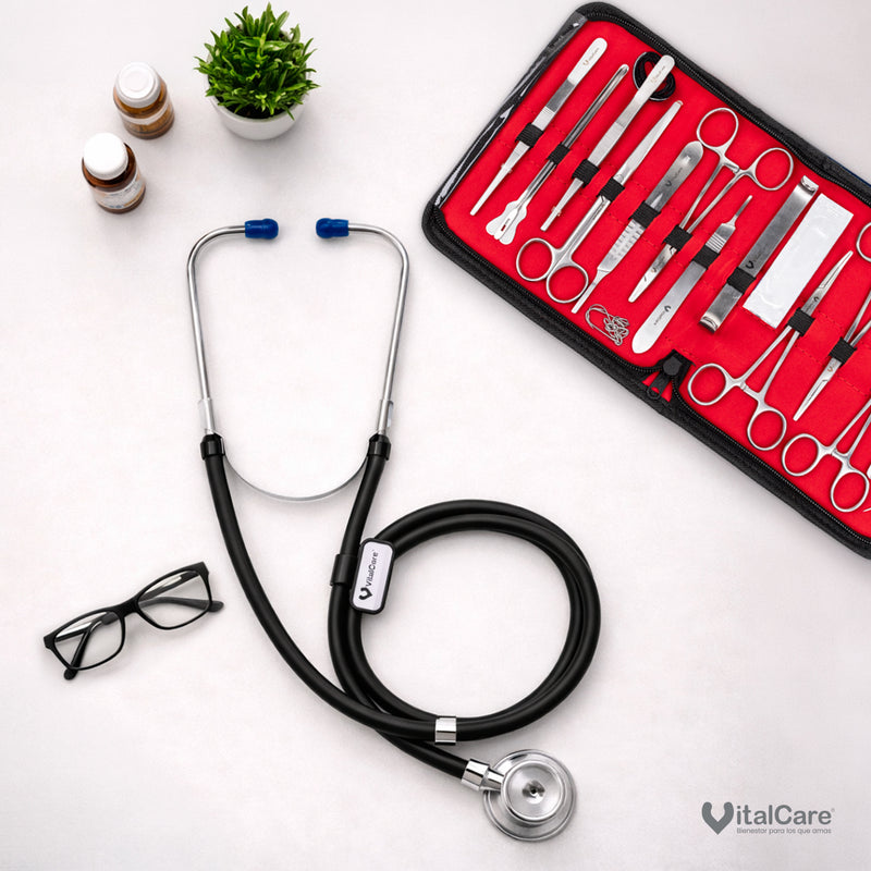 Kit Estetoscopio Multifuncional y Estuche de Disección 20 Piezas | VitalCare