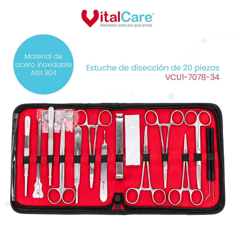Estuche De Disección 20 Piezas De Acero Inoxidable