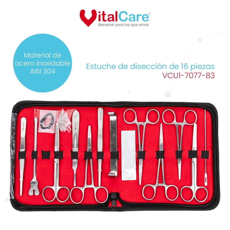 Estuche De Disección 16 Piezas De Acero Inoxidable