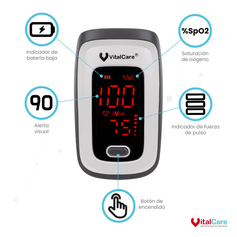 Oxímetro De Pulso Con Estuche y Baterías VitalCare