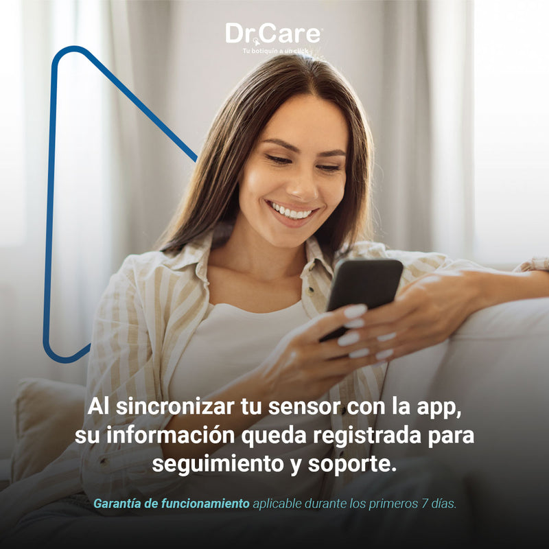 Sensor Monitoreo Glucosa Continuo Bluetooth QiTrax 2 piezas