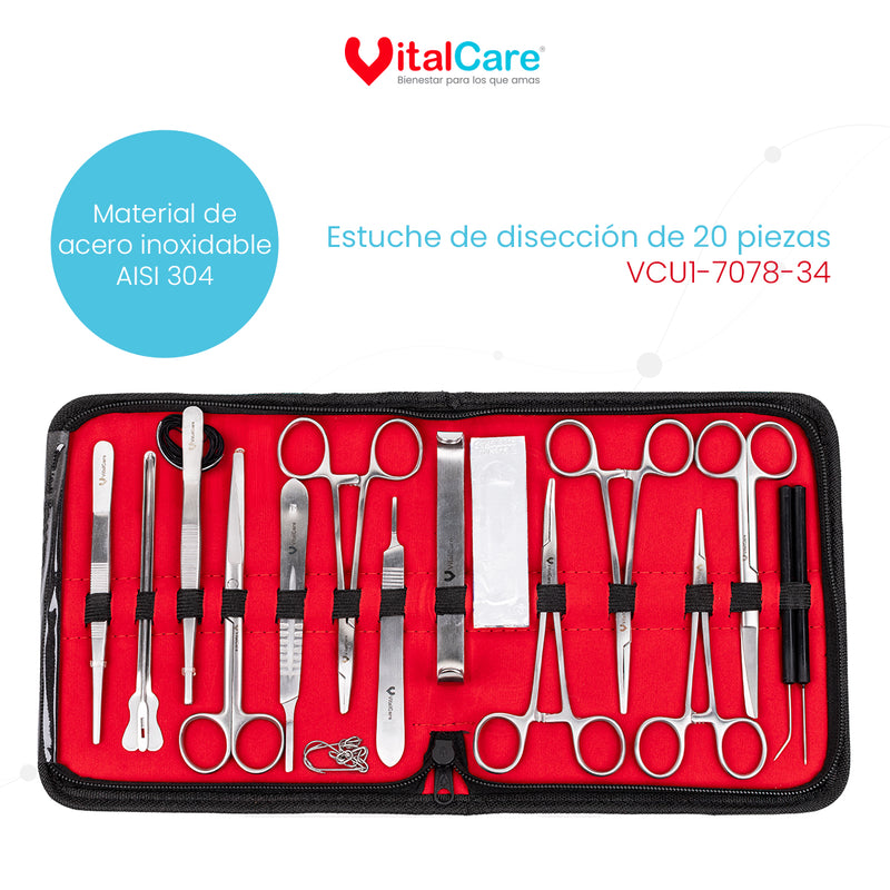 Kit Estetoscopio Multifuncional y Estuche de Disección 20 Piezas | VitalCare