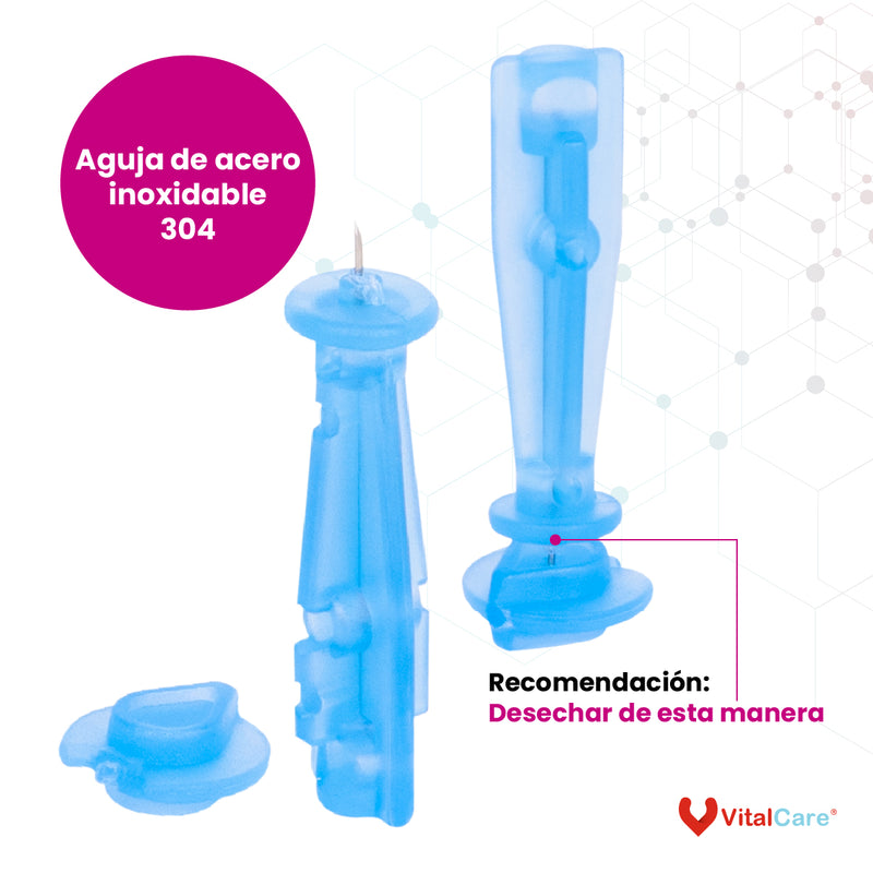 Lancetas Estériles VitalChek 100 piezas