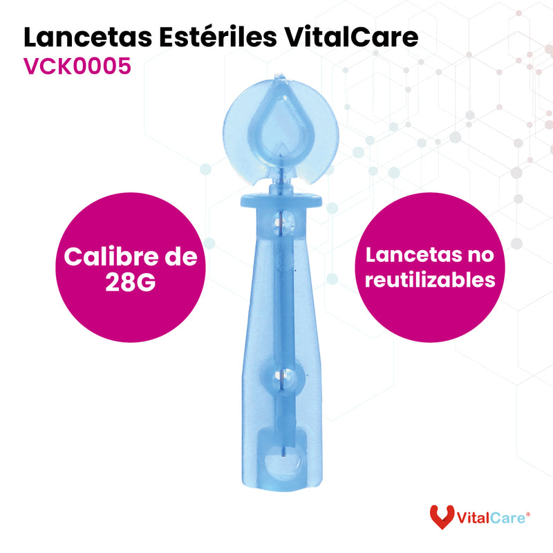 Lancetas Estériles VitalChek 100 piezas