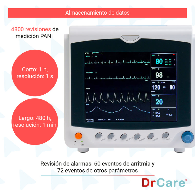 Monitor De Signos Vitales Pantalla de 8" Para Uso Veterinario