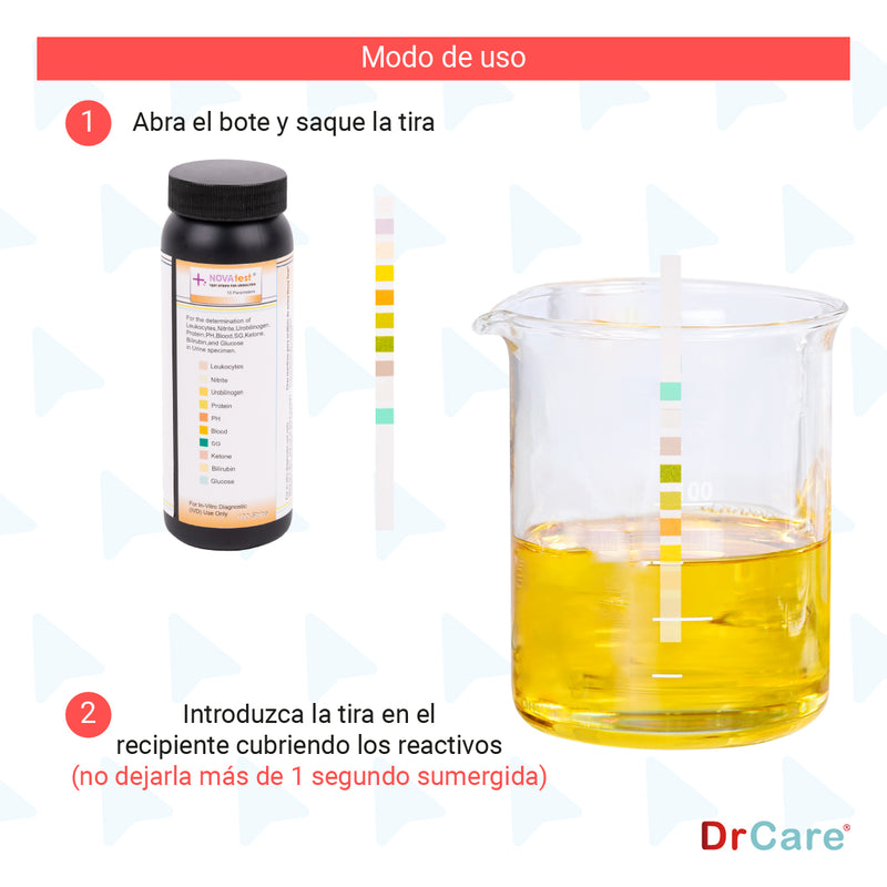Tiras Reactivas para Análisis de Orina 10 Parámetros Nova Test 100 Piezas
