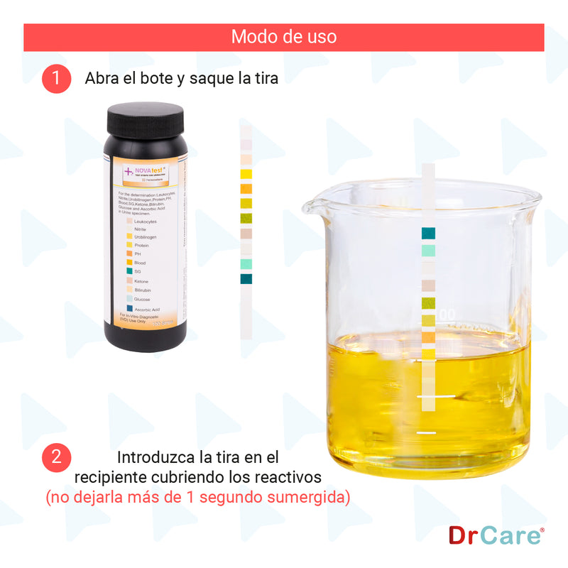 Tiras Reactivas para Análisis de Orina 11 Parámetros Nova Test 100 Piezas
