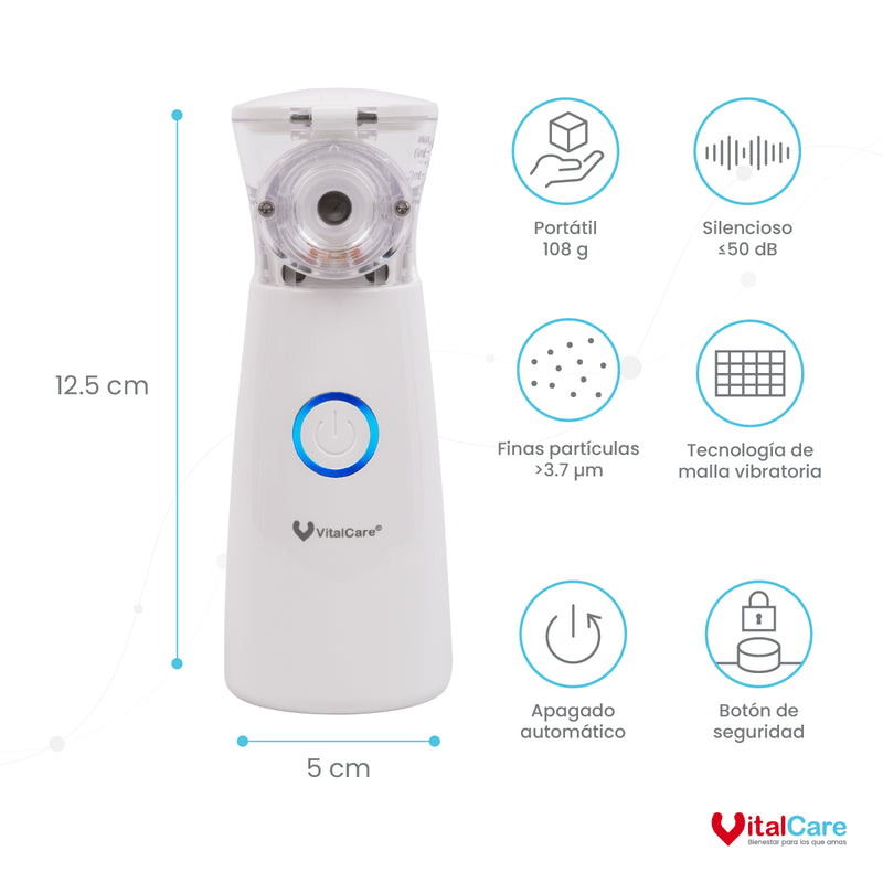 Nebulizador Portátil de Malla Finas Partículas VitalCare
