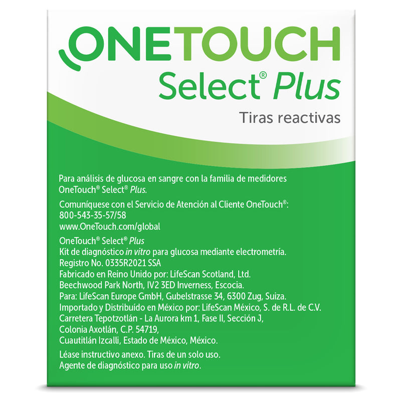 Tiras Reactivas Select Plus 25 Piezas OneTouch