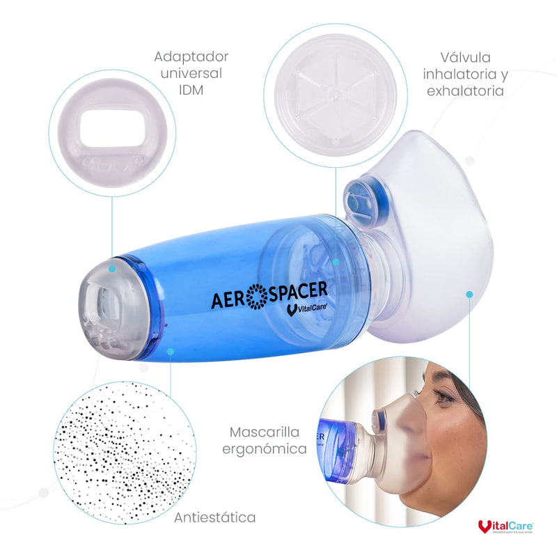 Aerocámara Premium Aerospacer con mascarilla y boquilla - Adulto