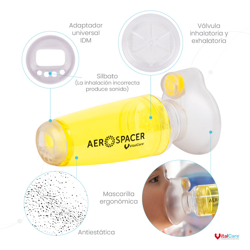 Aerocámara Premium Aerospacer con mascarilla y boquilla - Infantil