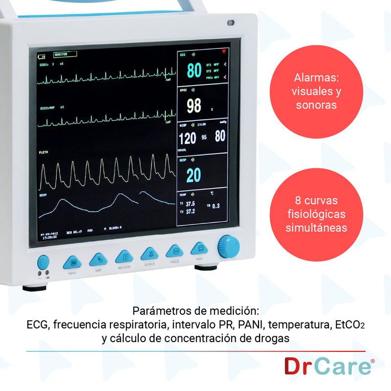 Monitor De Signos Vitales Pantalla de 12" Uso Veterinario