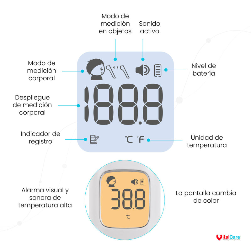 Termómetro Infrarrojo Para Temperatura Corporal YT-2 VitalCare