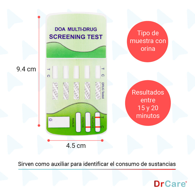 Pruebas Antidoping para Detección de Drogas 5 Parámetros