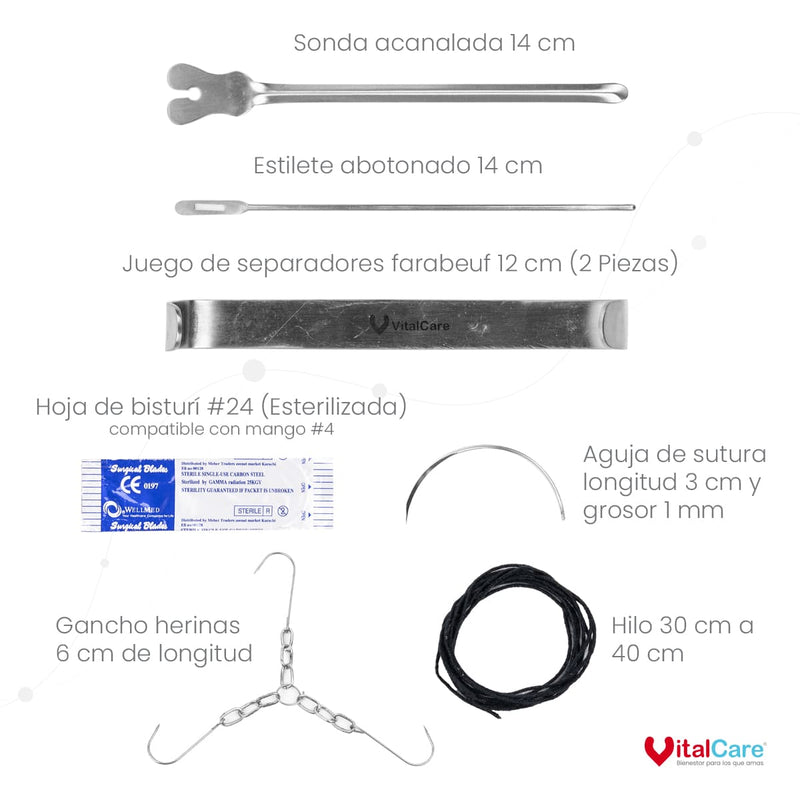 Estuche De Disección 16 Piezas De Acero Inoxidable