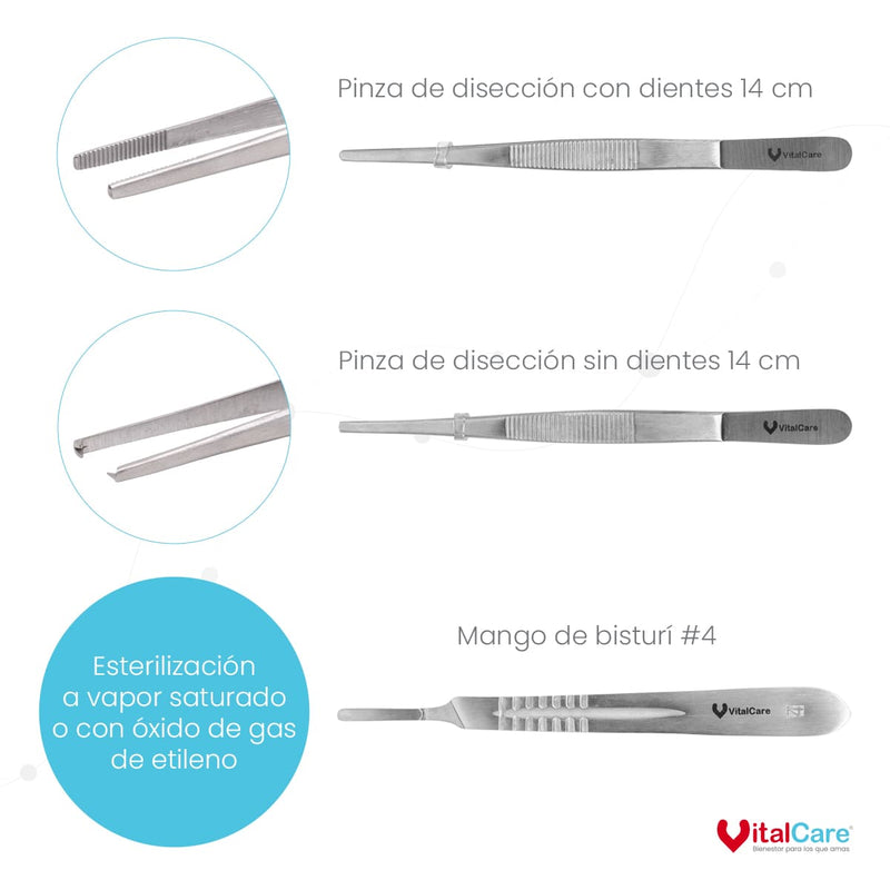Estuche De Disección 16 Piezas De Acero Inoxidable
