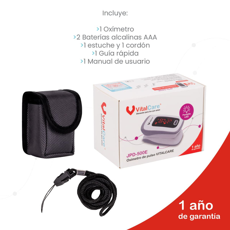 Oxímetro De Pulso Con Estuche y Baterías VitalCare