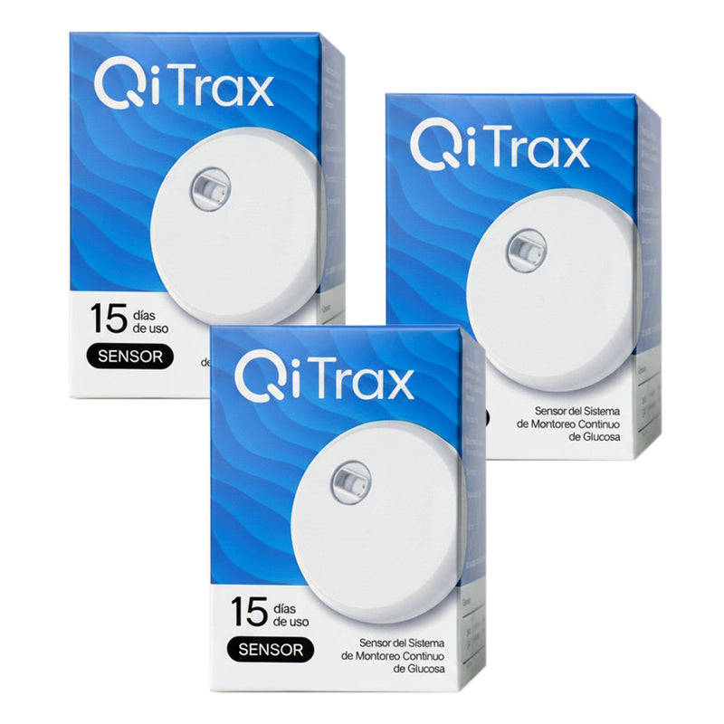 Sensor Monitoreo Glucosa Continuo Bluetooth QiTrax 3 piezas