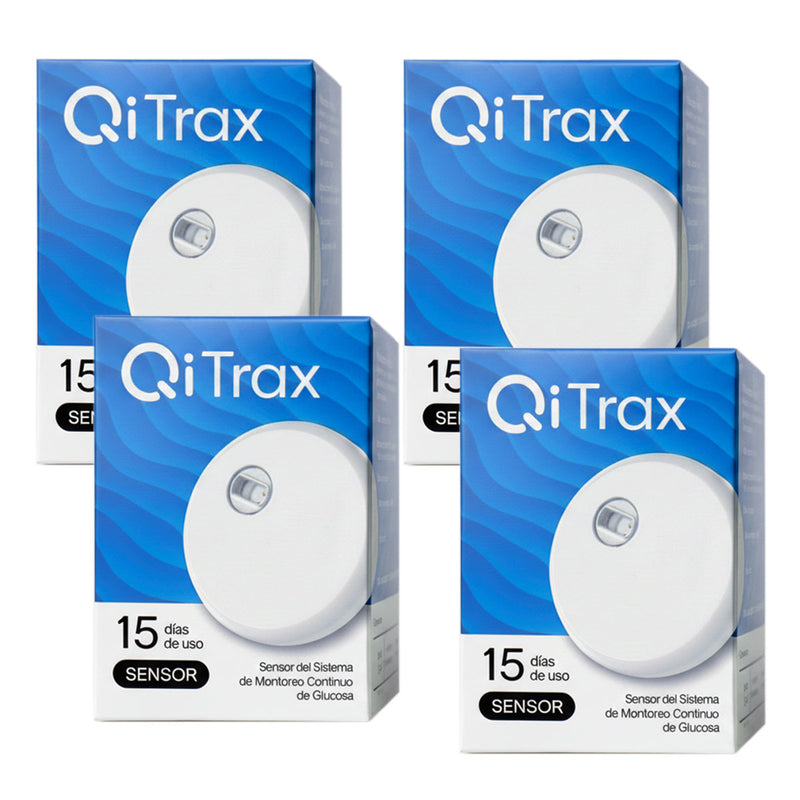 Sensor Monitoreo Glucosa Continuo Bluetooth QiTrax 4 piezas