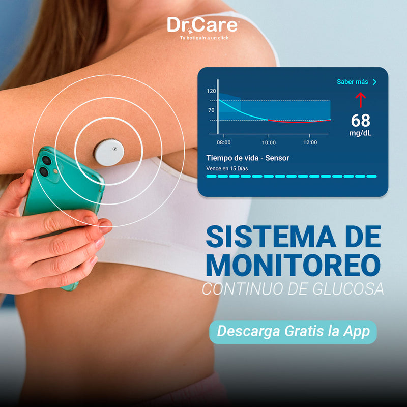 Sensor Monitoreo Glucosa Continuo Bluetooth QiTrax 2 piezas