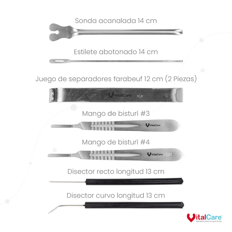 Estuche De Disección 20 Piezas De Acero Inoxidable