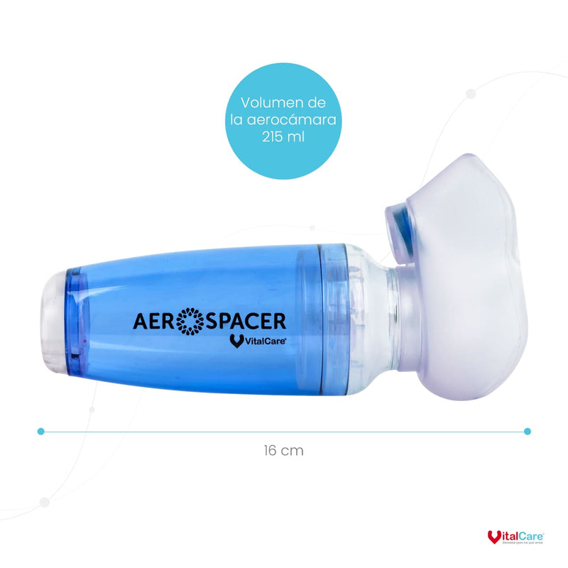Aerocámara Premium Aerospacer con mascarilla y boquilla - Adulto