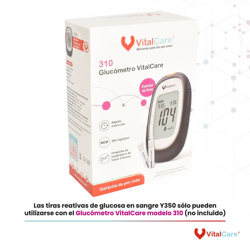 Tiras Reactivas Glucosa en Sangre VitalCare 50 Piezas