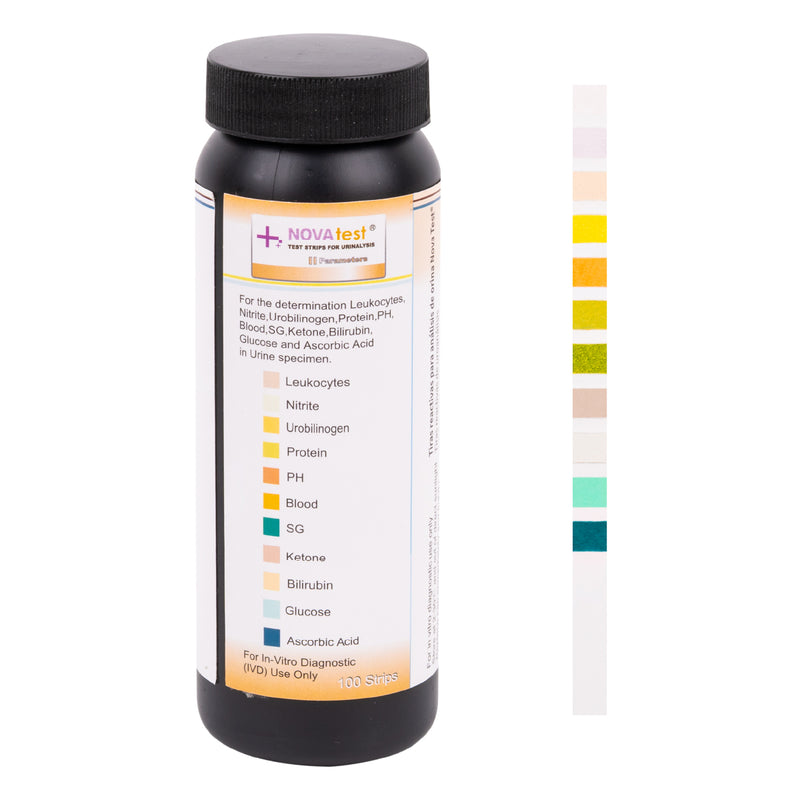Tiras Reactivas para Análisis de Orina 11 Parámetros Nova Test 100 Piezas