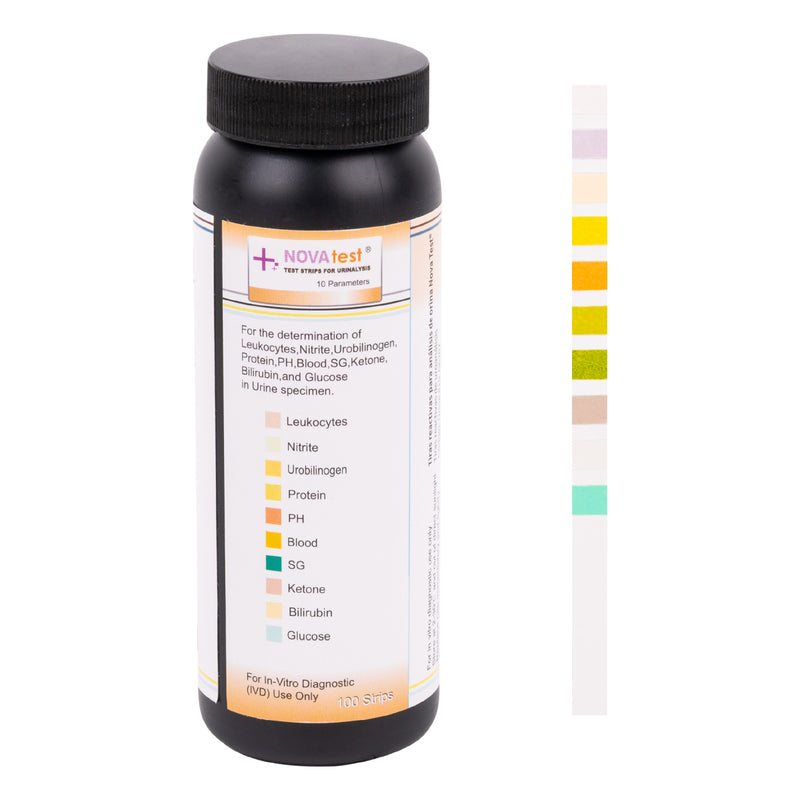 Tiras Reactivas para Análisis de Orina 10 Parámetros Nova Test 100 Piezas