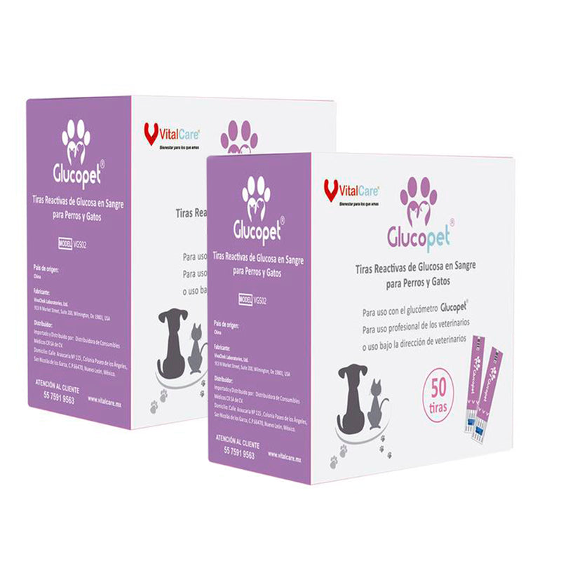 Glucopet Kit - Glucómetro Veterinario Con 100 Tiras y 100 Lancetas