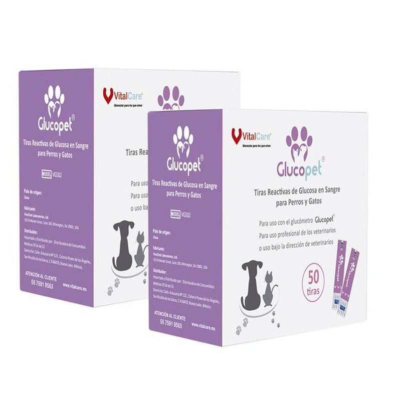 Kit 100 Tiras Reactivas Glucopet  + 100 Lancetas VitalChek