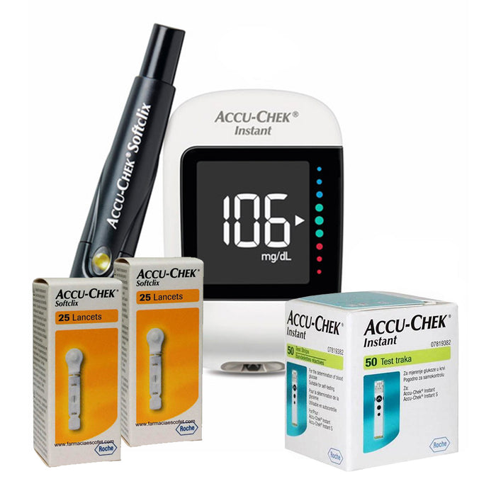 Kit Accu-Chek Instant Glucómetro Con 50 Tiras Y 50 Lancetas