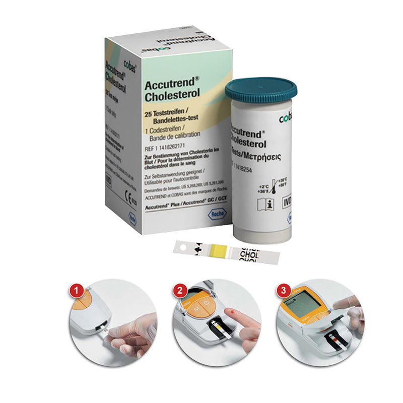 Tiras Accutrend Colesterol 25 piezas.