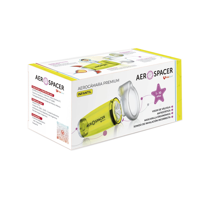 Aerocámara Premium Aerospacer con mascarilla y boquilla - Infantil