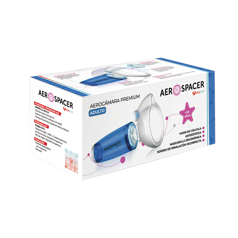 Aerocámara Premium Aerospacer con mascarilla y boquilla - Adulto