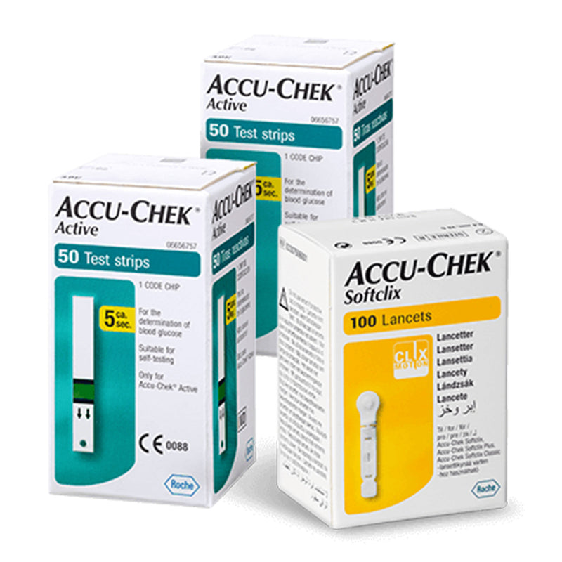 Kit De 100 Tiras Reactivas Accu-chek Active Con 100 Lancetas
