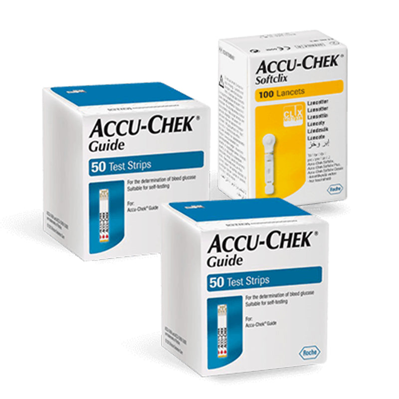 Kit De 100 Tiras Reactivas Accu-chek Guide Con 100 Lancetas