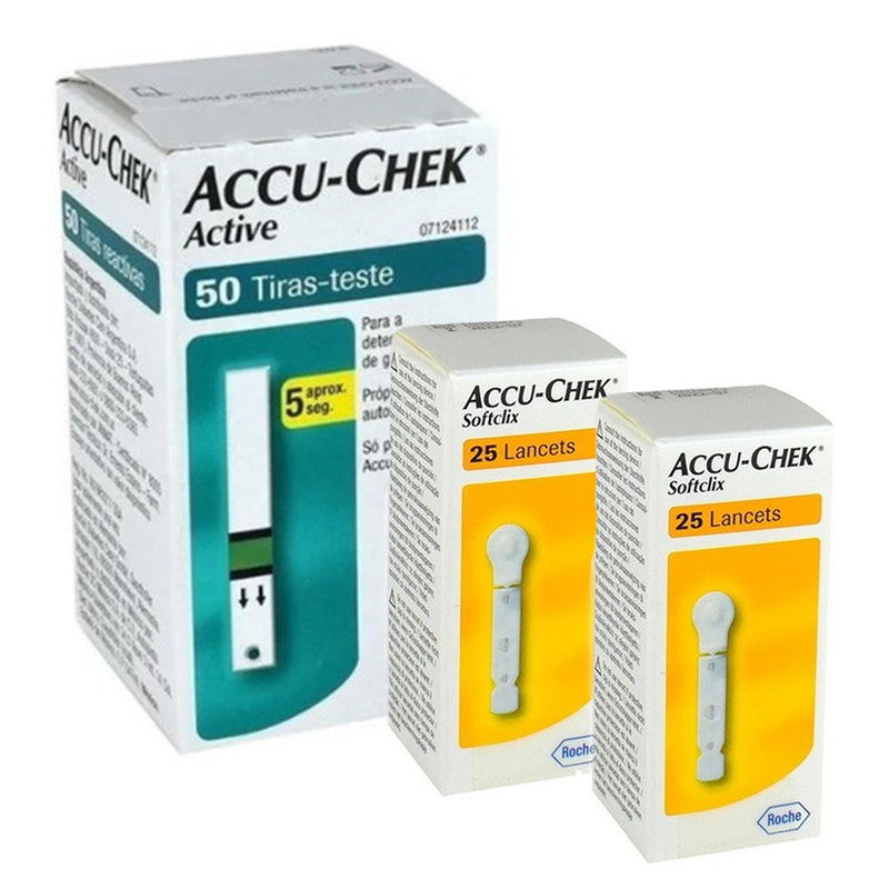 Kit De 50 Tiras Reactivas Accu-chek Active Con 50 Lancetas