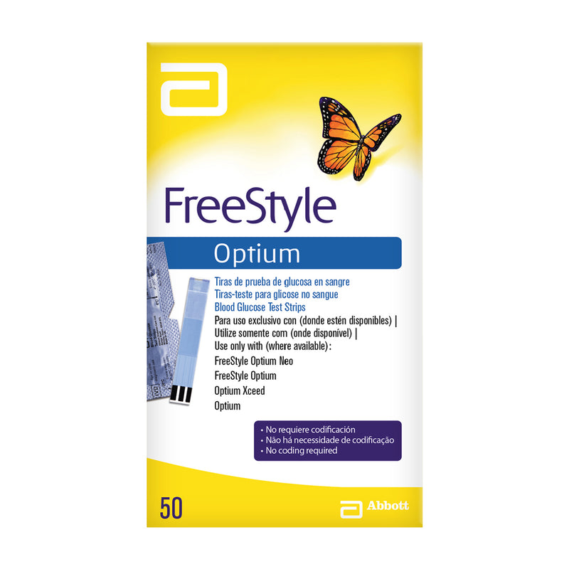 Tiras Reactivas Para Glucosa En Sangre FreeStyle Optium - 50 Piezas