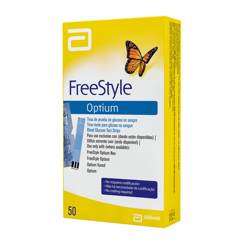 Tiras Reactivas Para Glucosa En Sangre FreeStyle Optium - 50 Piezas
