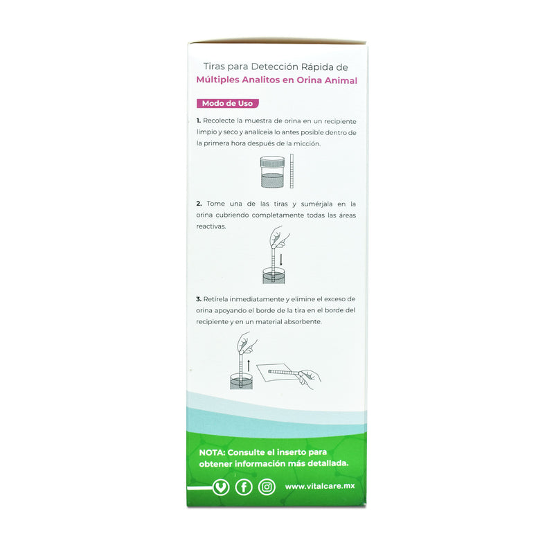 Tiras De Uroanálisis 11 Parámetros Uso Veterinario