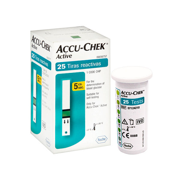 Tiras Accu Chek Active 25 Piezas Envío A Domicilio Dr Care — Dr Care México 0186